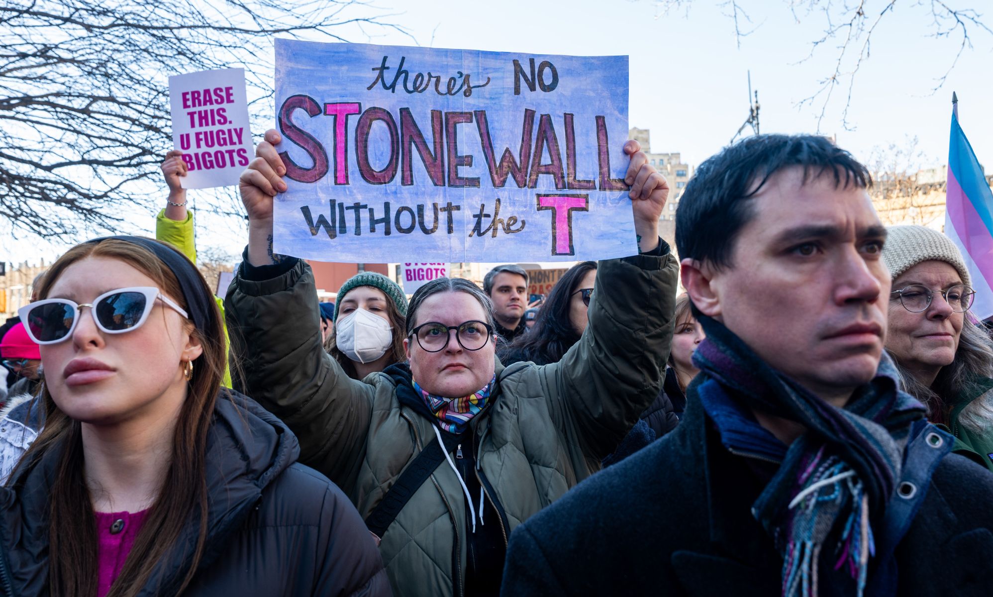 Protestors outside the Stonewall Inn.
