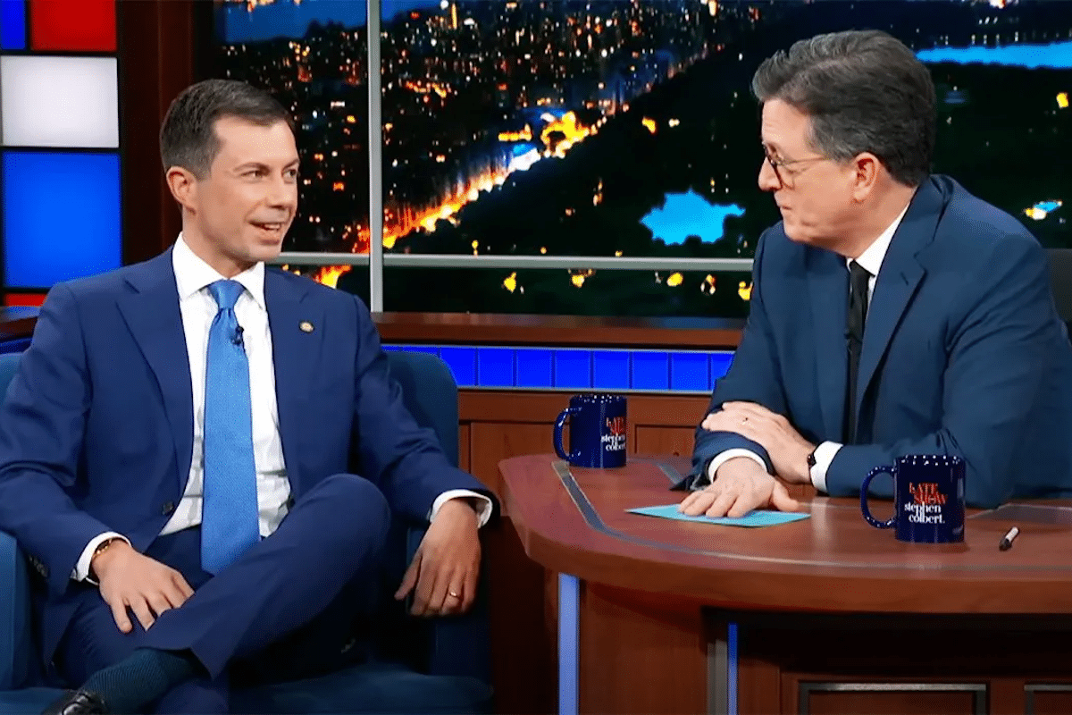 Ex-transport secretary Pete Buttigieg makes not-so-subtle 'size' joke about Trump on Late Show