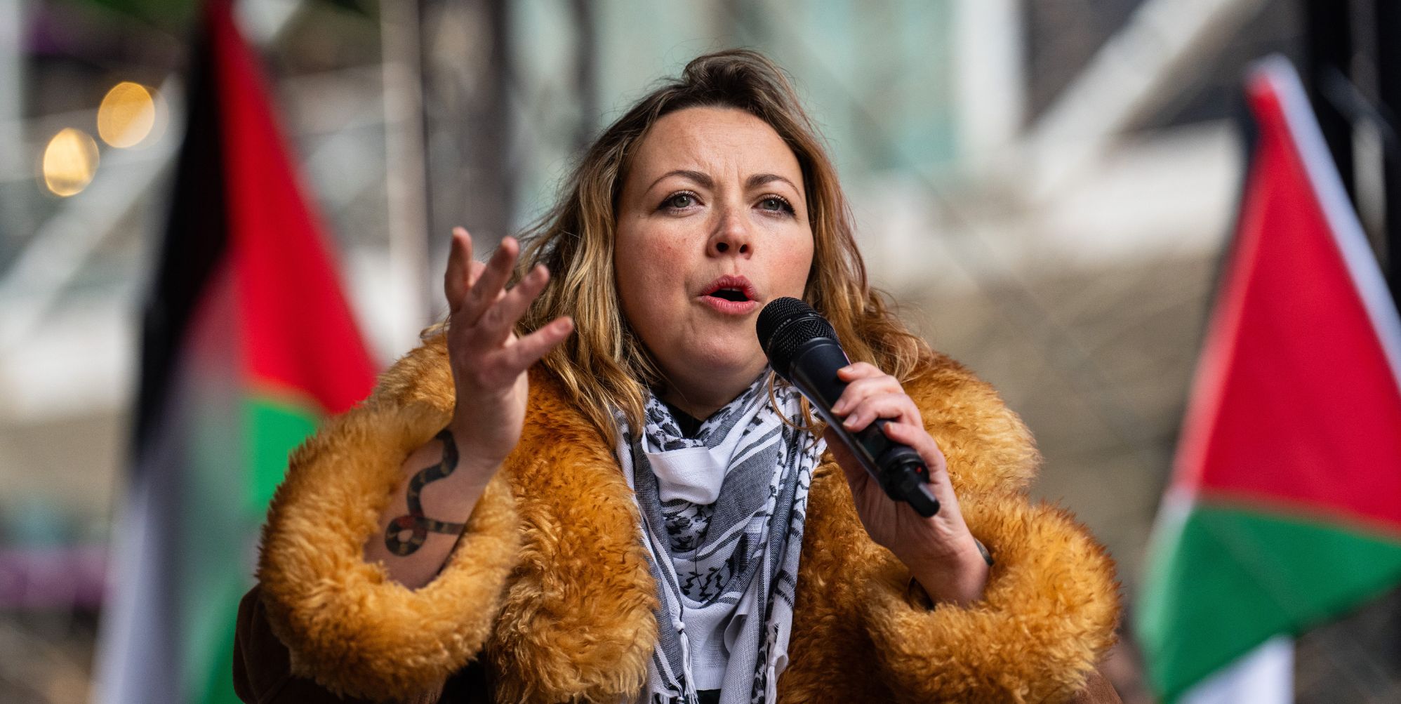 Charlotte Church at a rally for Palestine in 2024.
