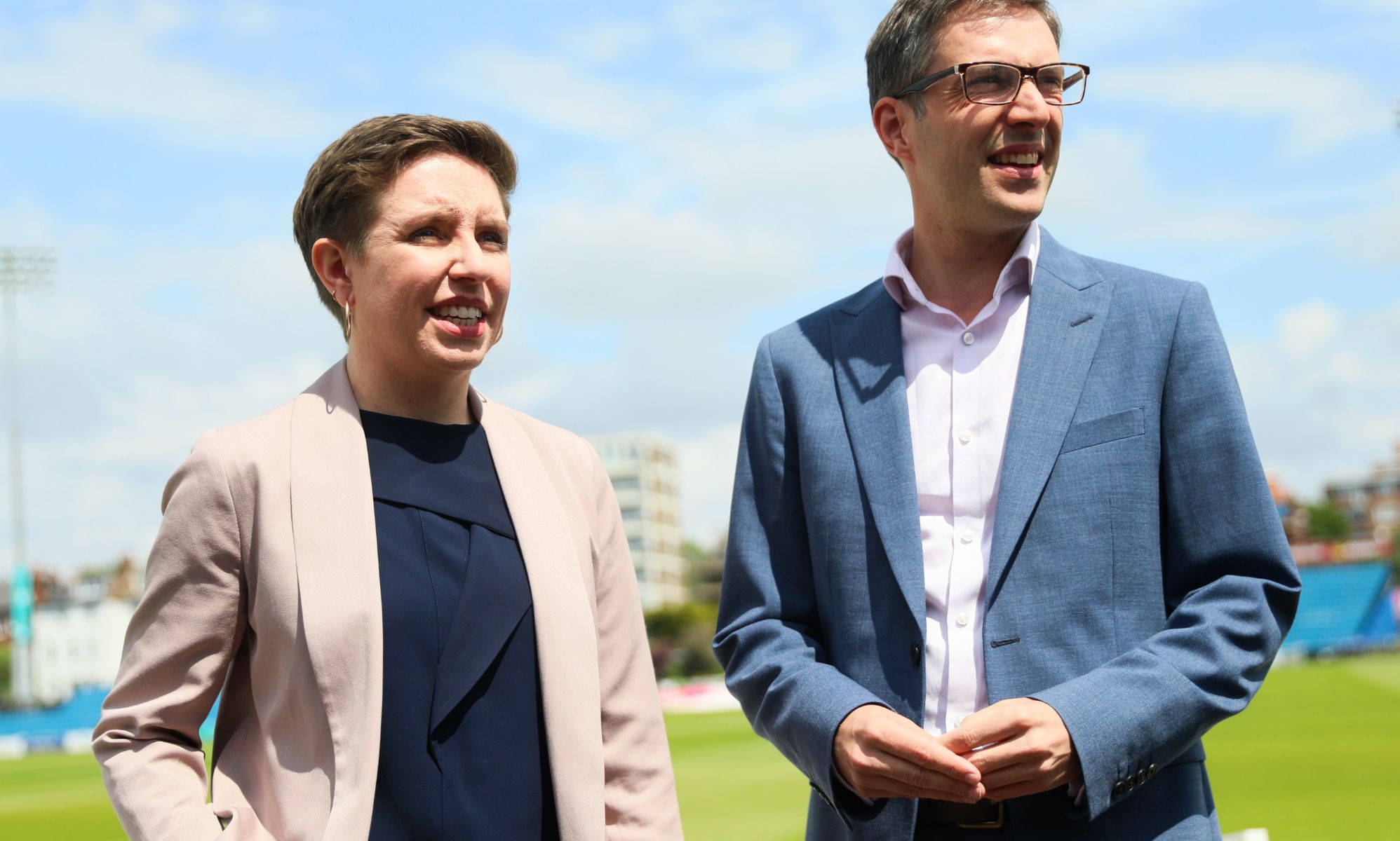 Carlya Denyer (left) and Adrian Ramsay (right) pictured in a field.