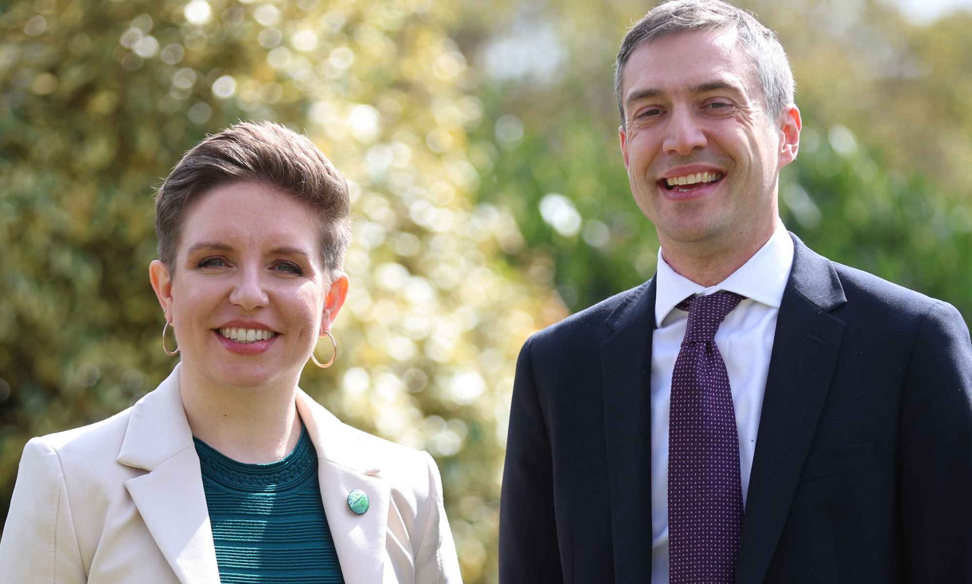 Green Party co-leaders Carla Denyer (left) and Adrian Ramsay (right).