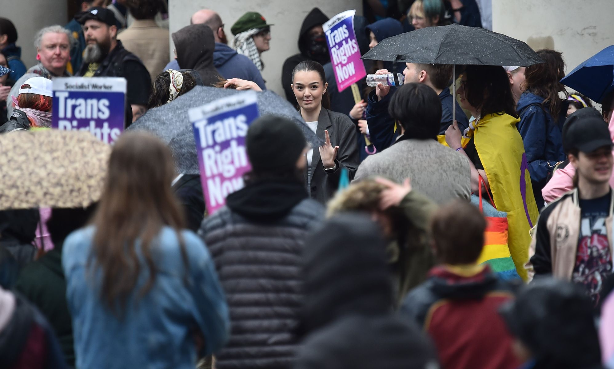 Protestors in Manchester. 