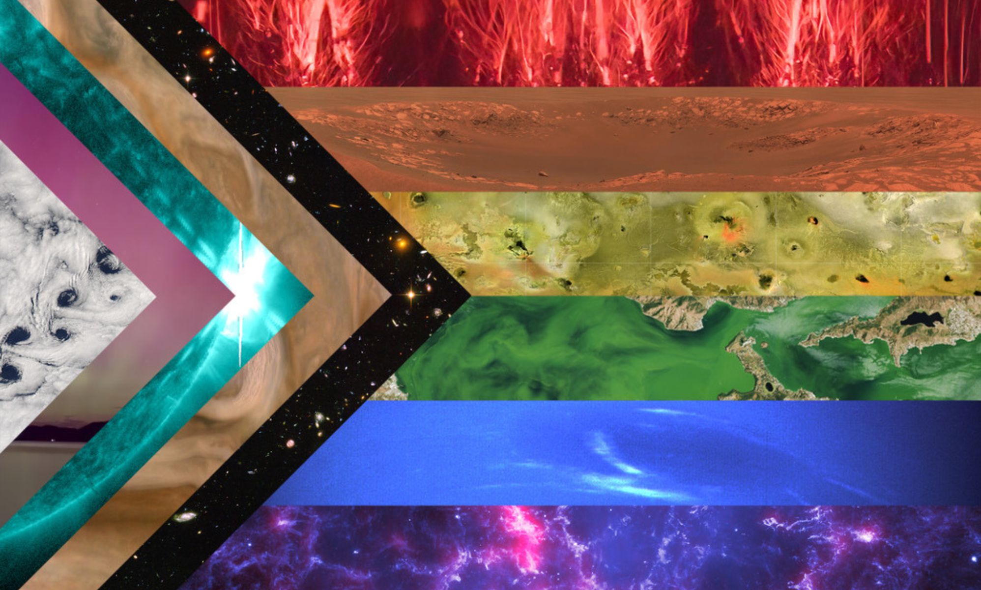 A Progress Pride flag created using NASA images.