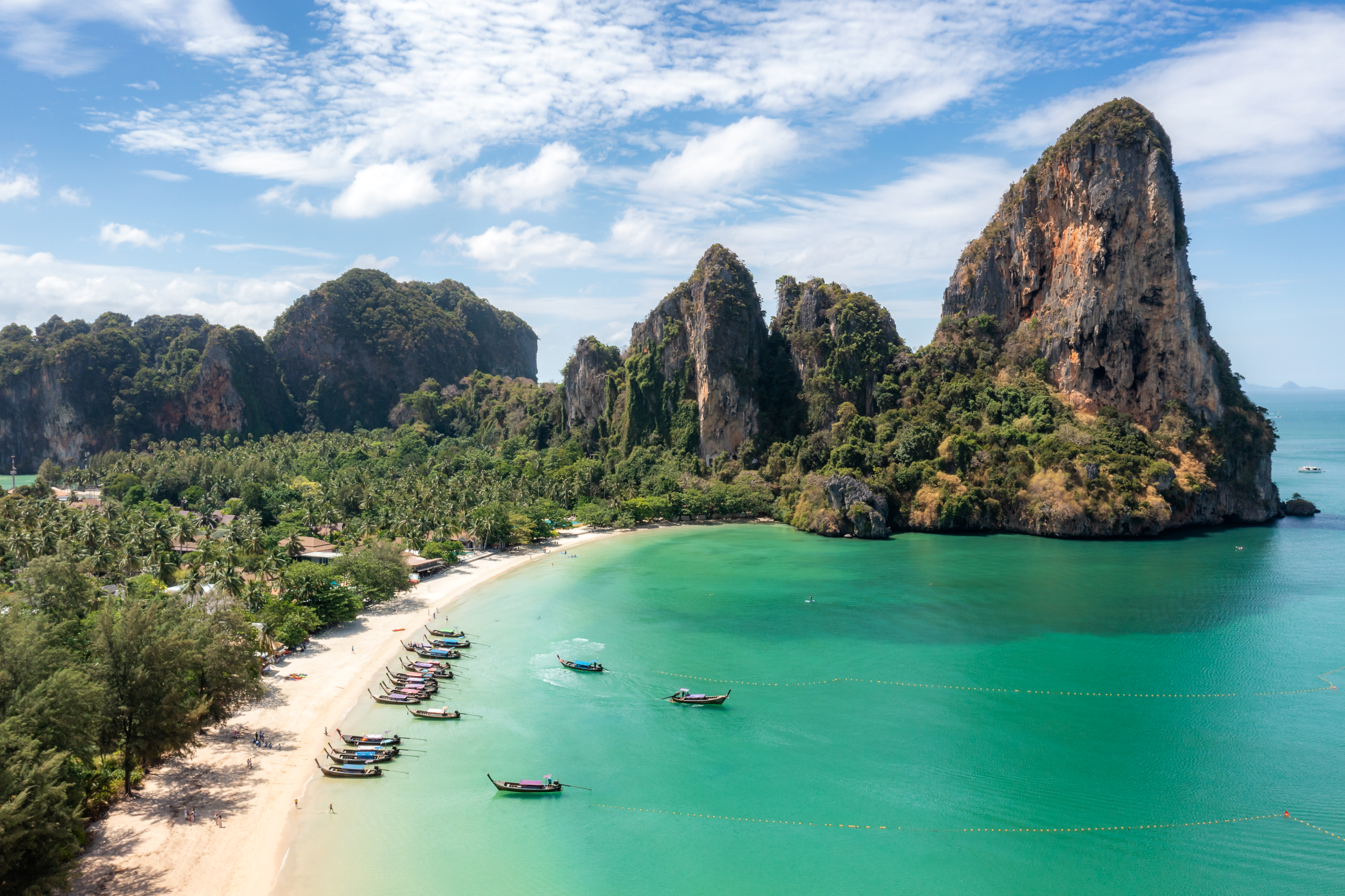 Aerial view of Railay beach seen from a drone.