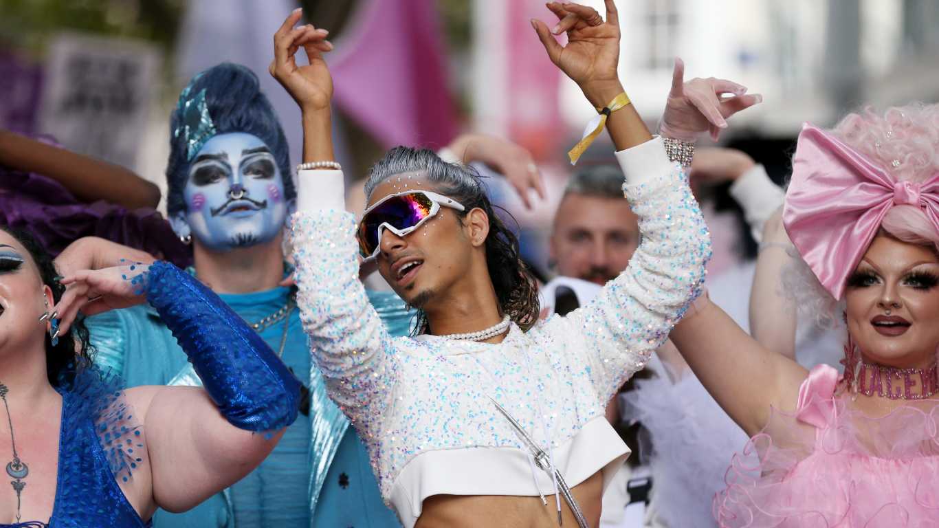 Team MOBILISE take part in the Pride Parade on September 24, 2022 in Birmingham, England.