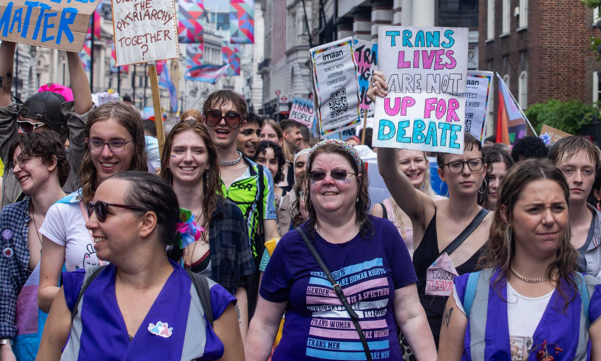 A group of trans rights protestors.