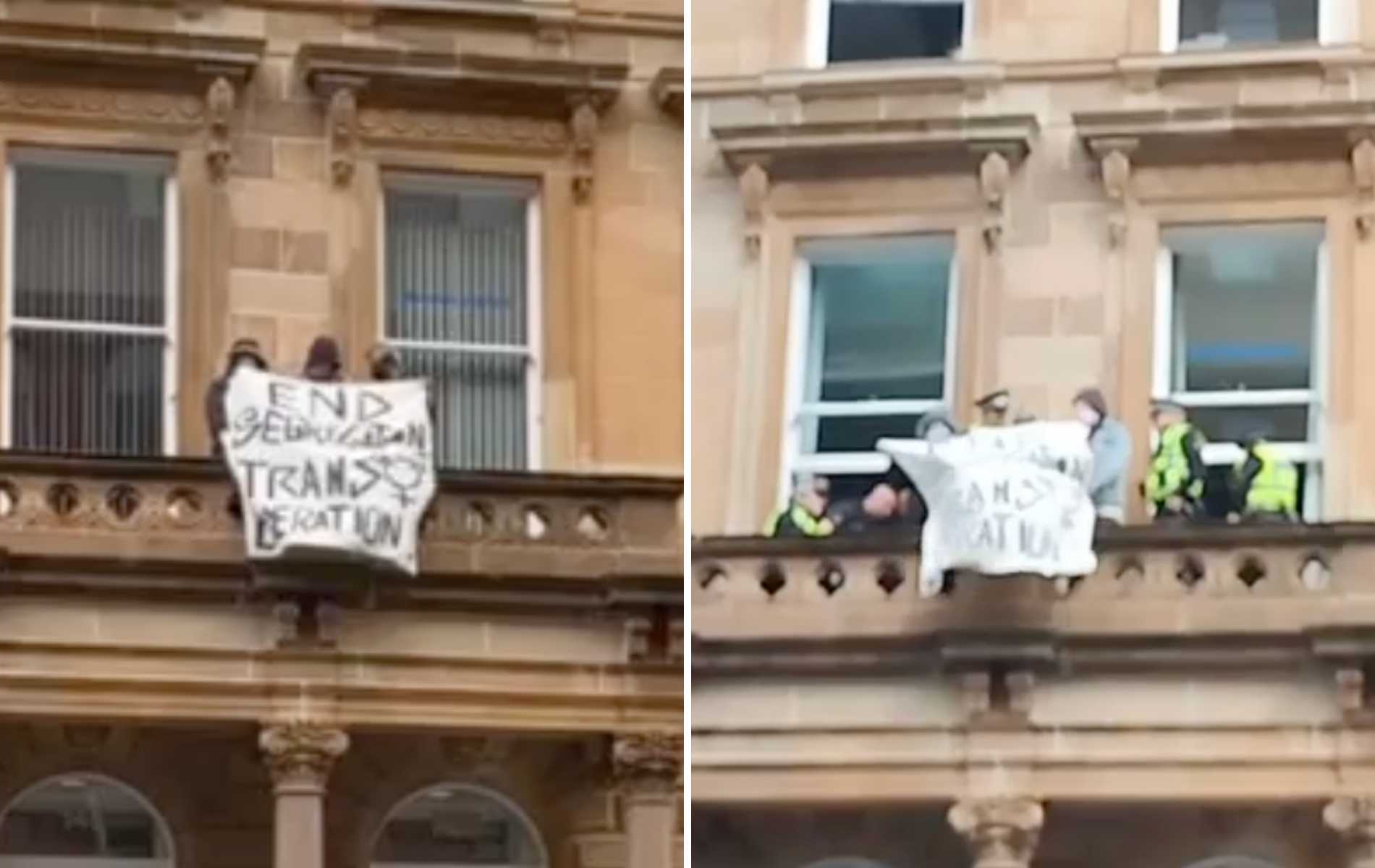 Six arrested after trans rights protest outside EHRC office in Glasgow