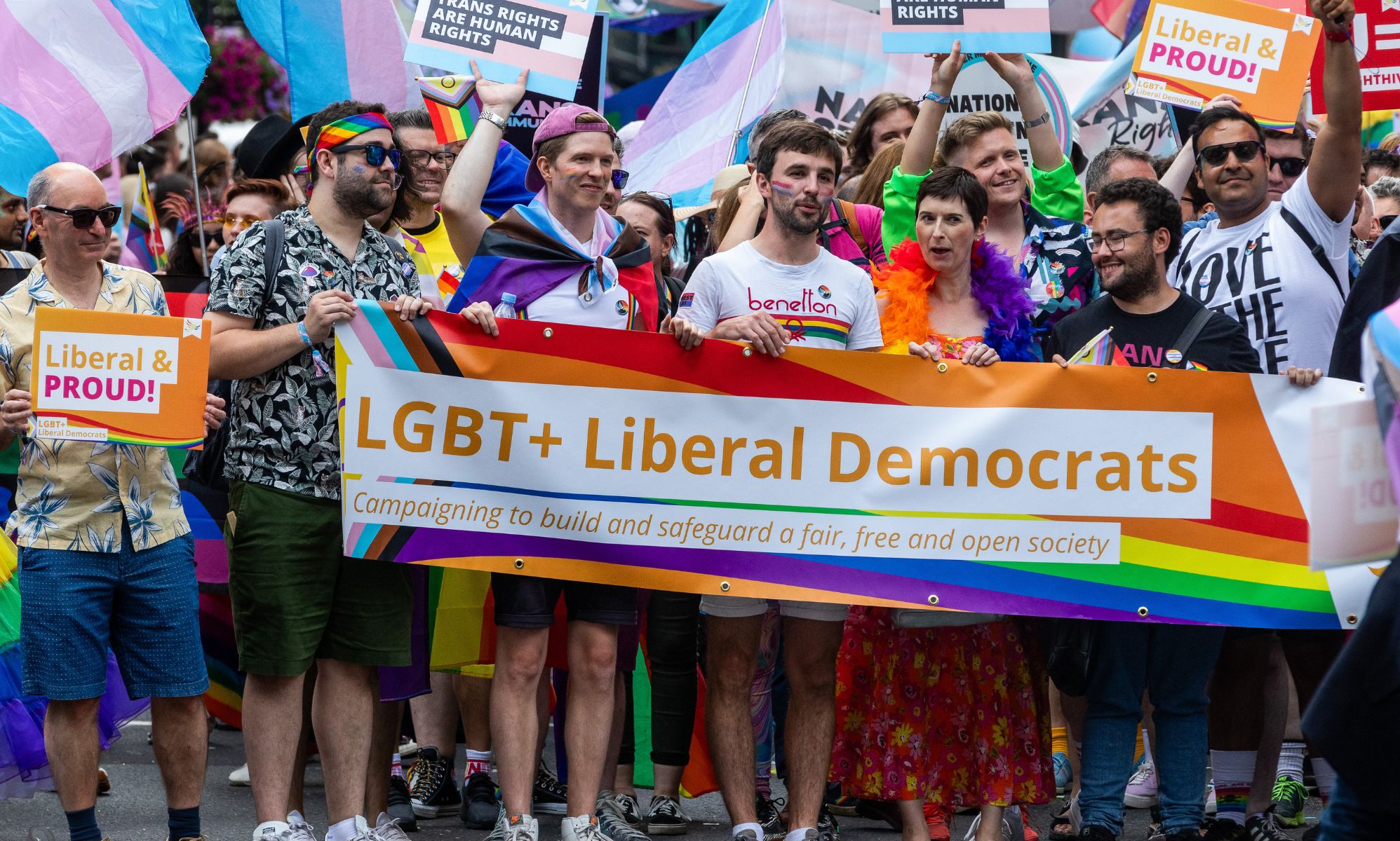 LGBT+ Lib Dems at a Pride event.