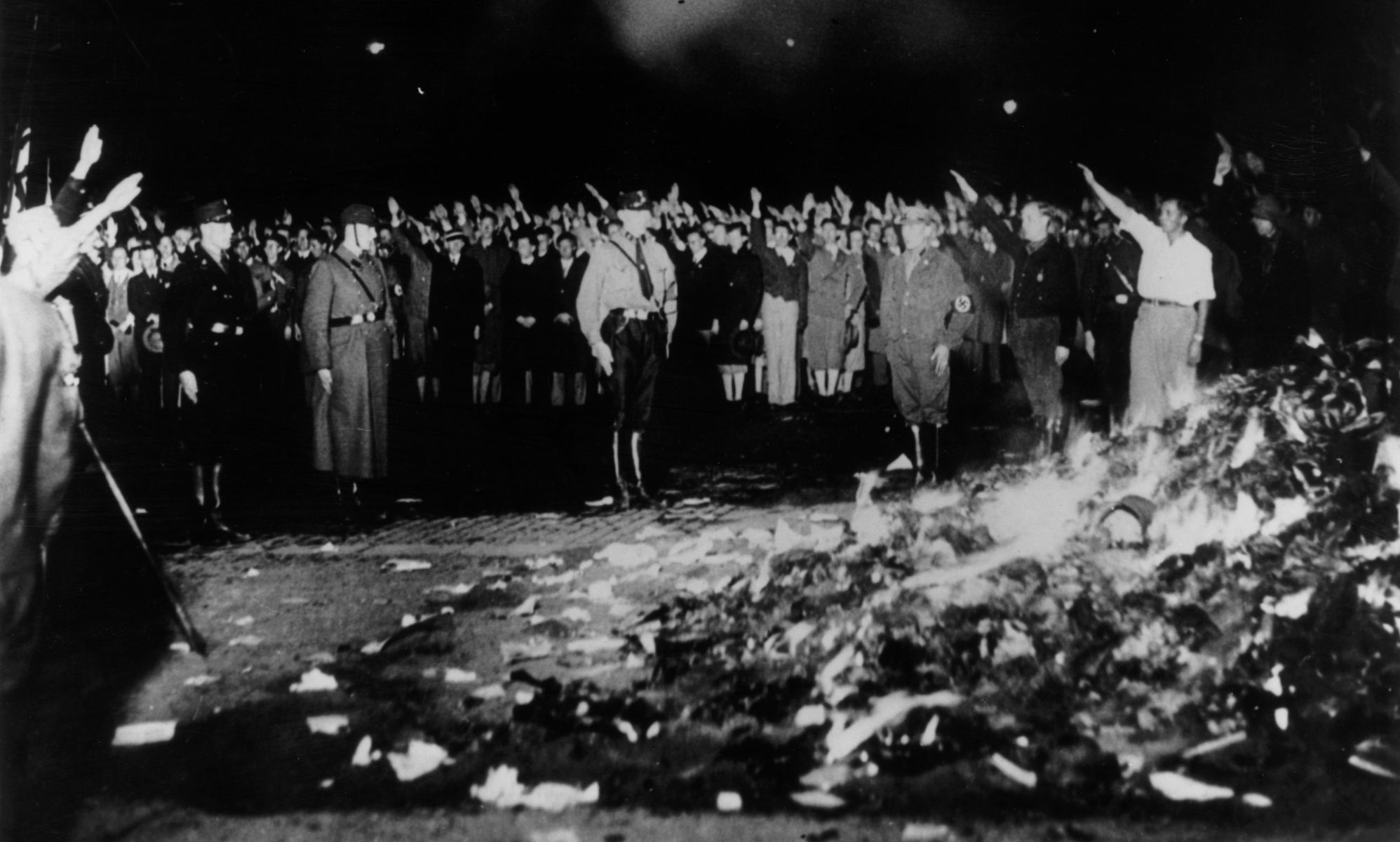 The Nazi book burning of the Institut für Sexualwissenschaft in 1933.