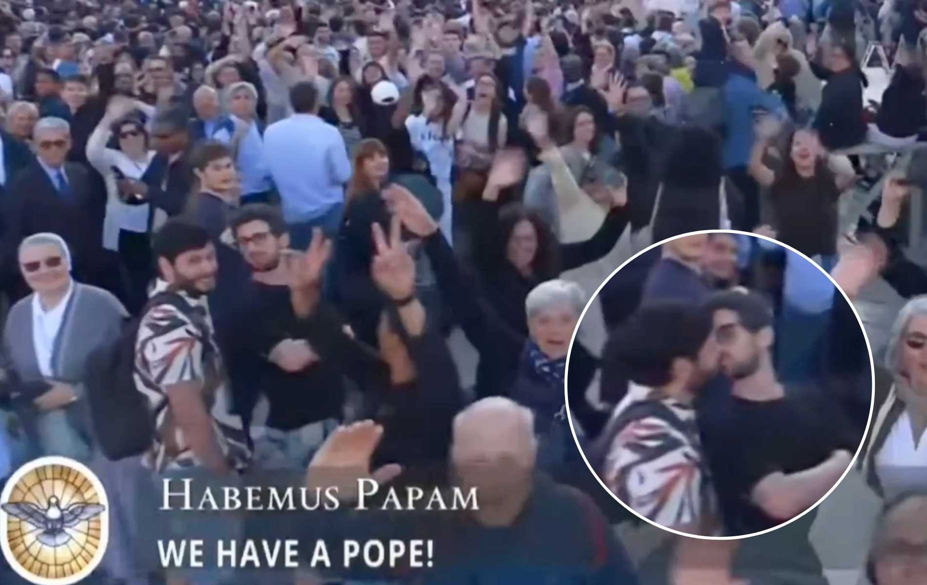 Gay couple go viral after kissing in the Vatican as new pope announced