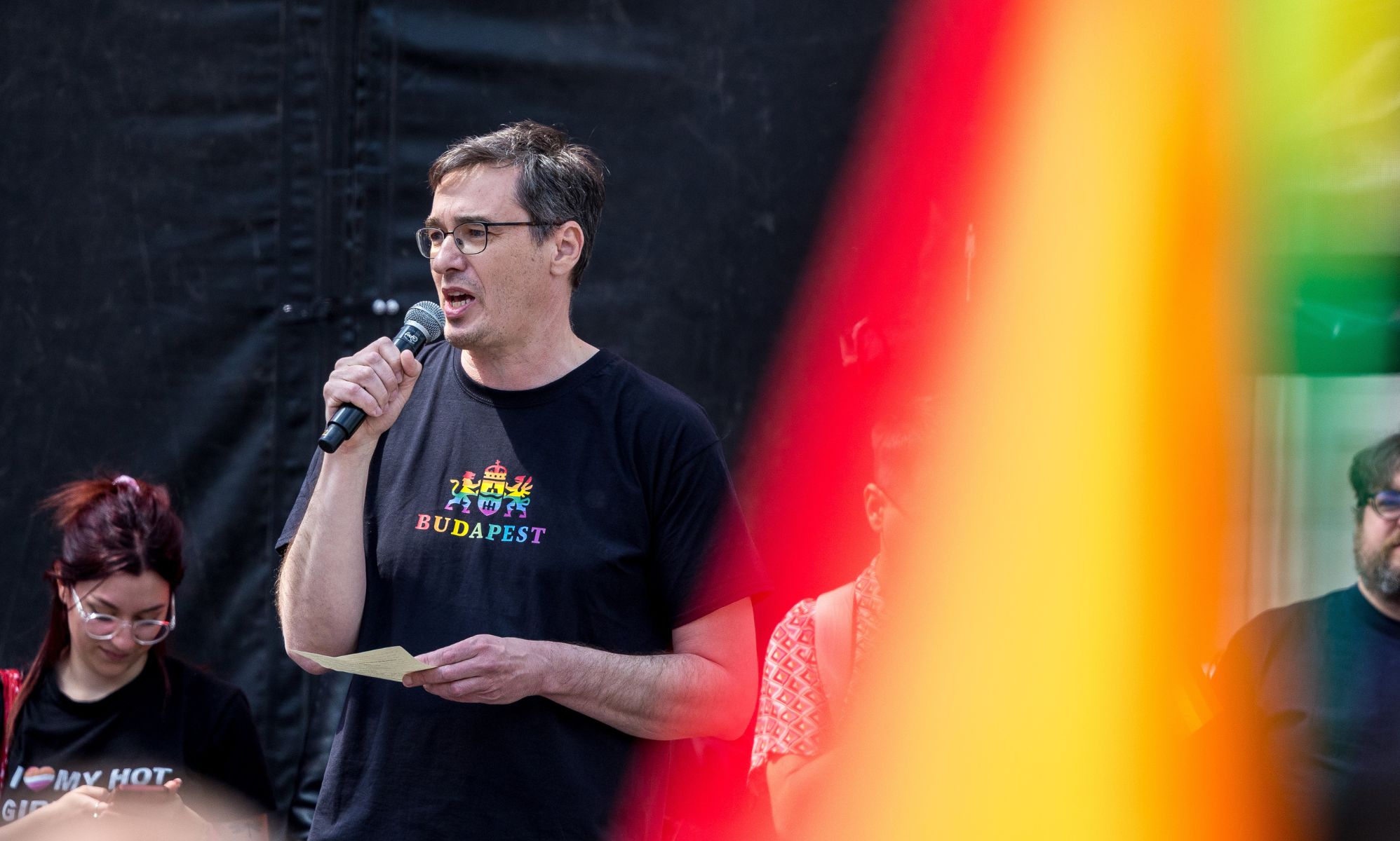 Mayor Karácsony during a Brussels Pride event in May 2025.