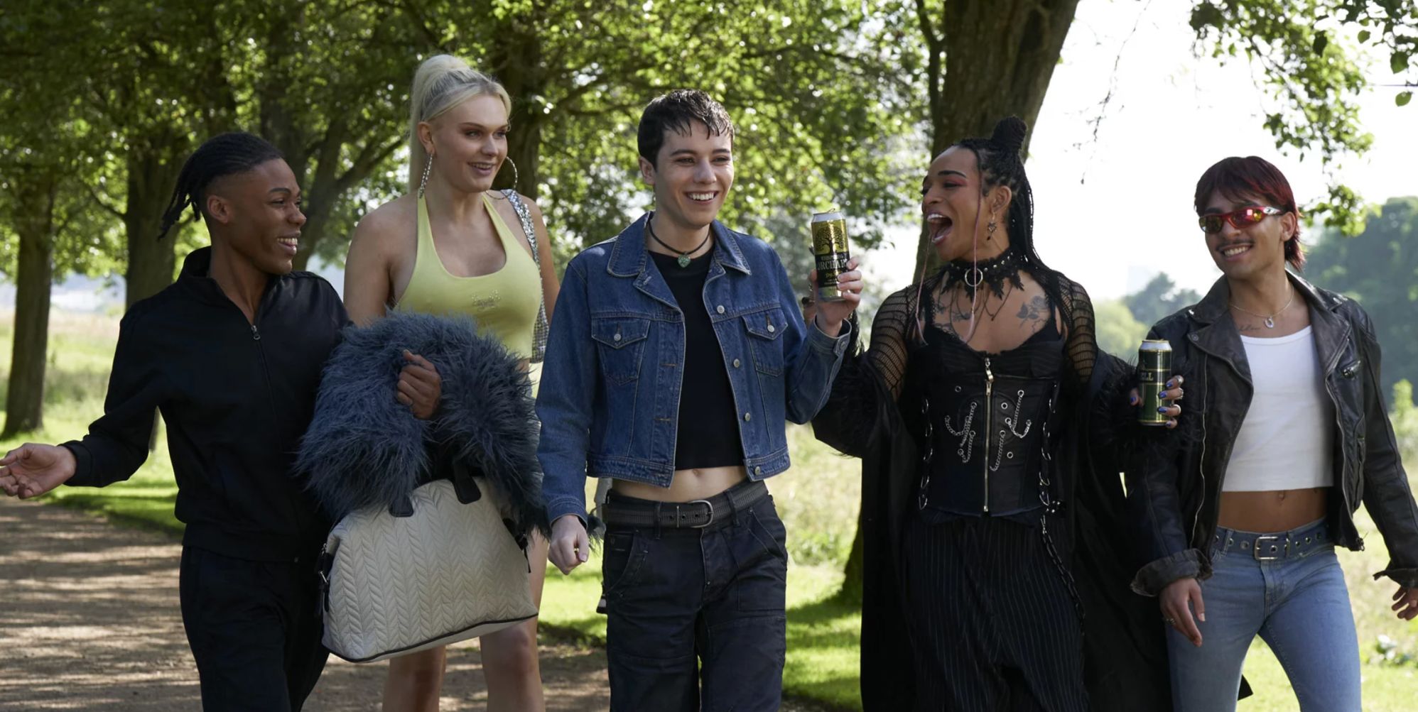 Byron (centre) with the Fallen Divas in This Is What It Feels Like For A Girl.