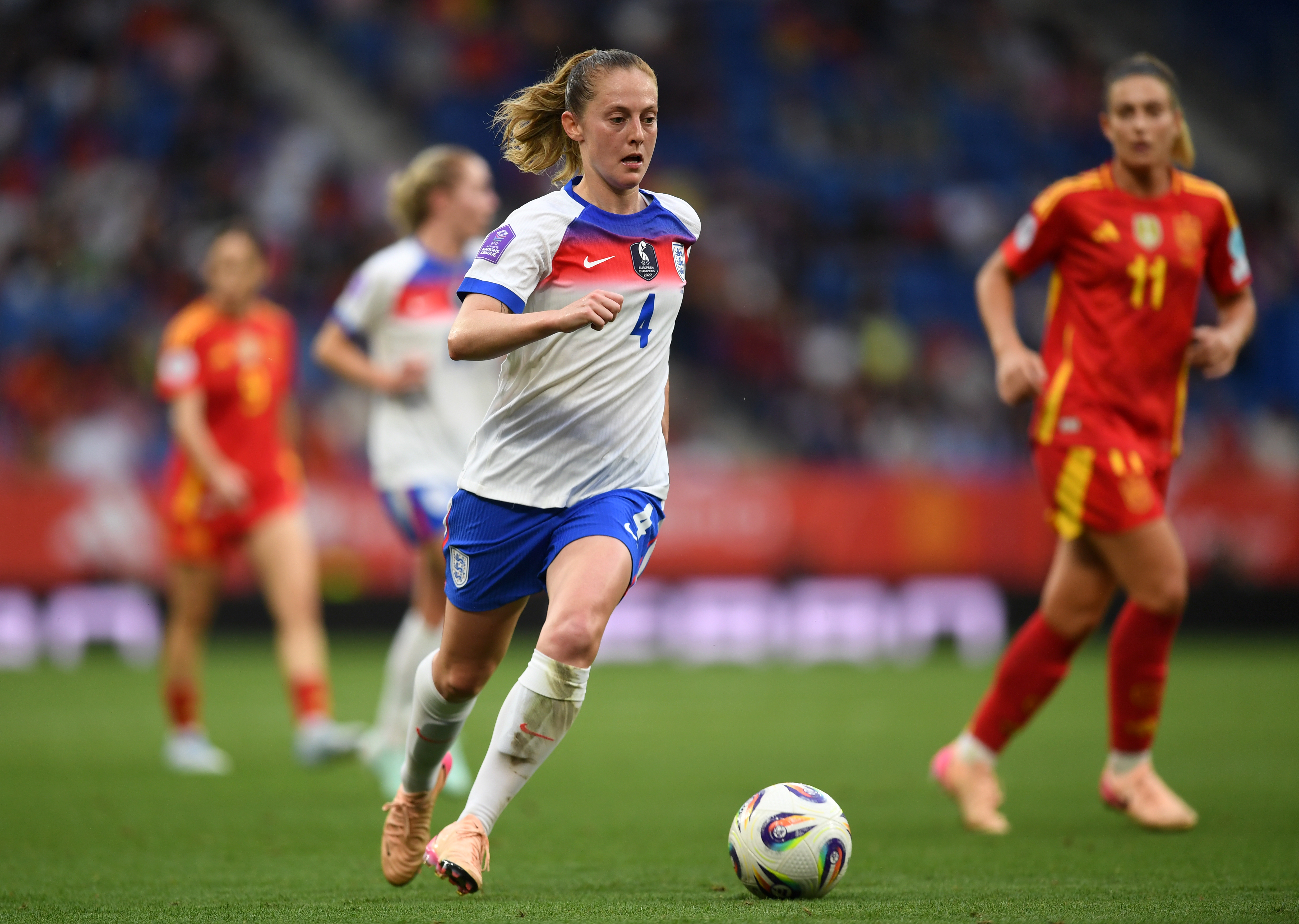 Keira Walsh on the pitch in the England kit