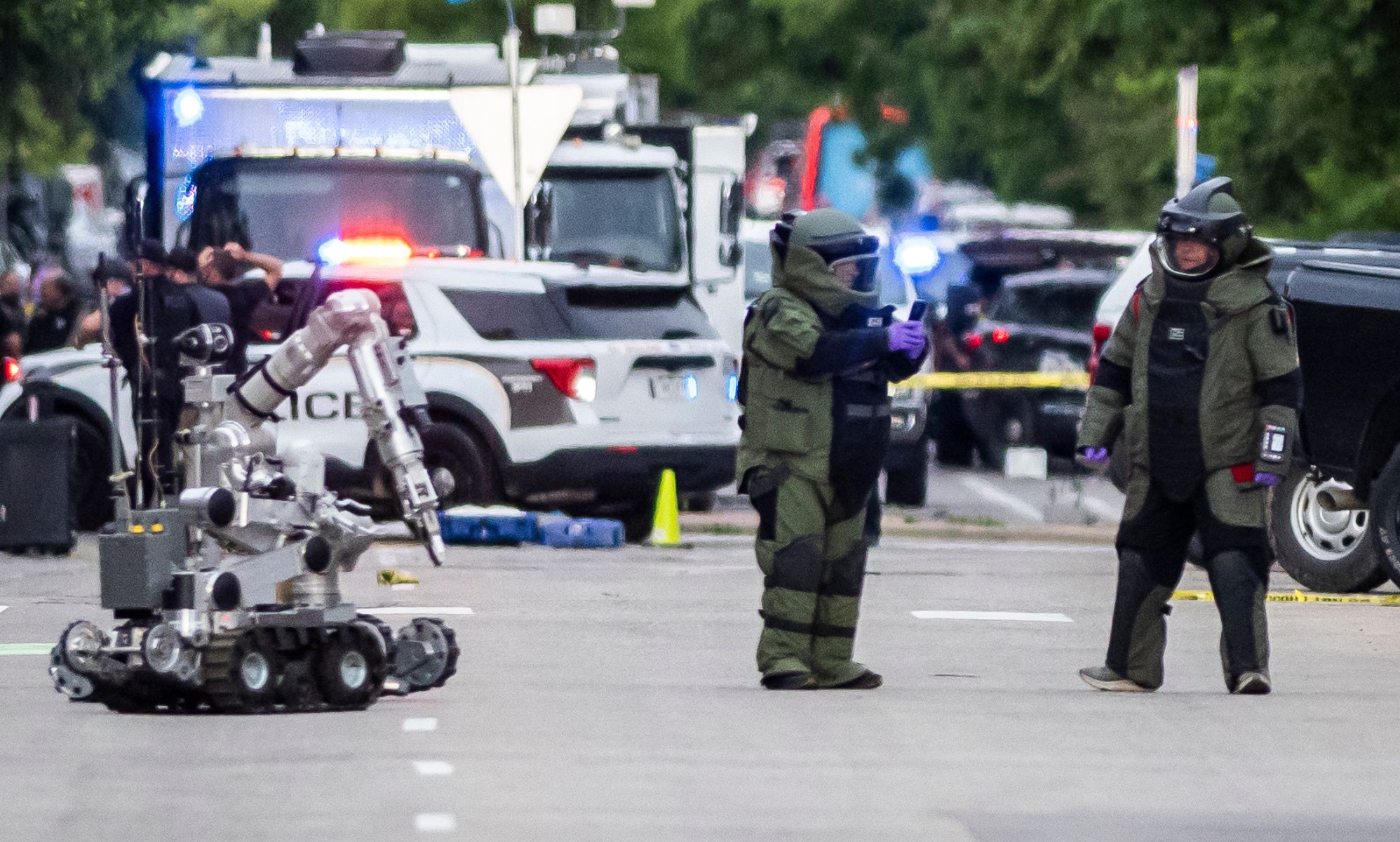A bomb squad in Boulder, Colorado, following an attack on Israeli demonstrators.