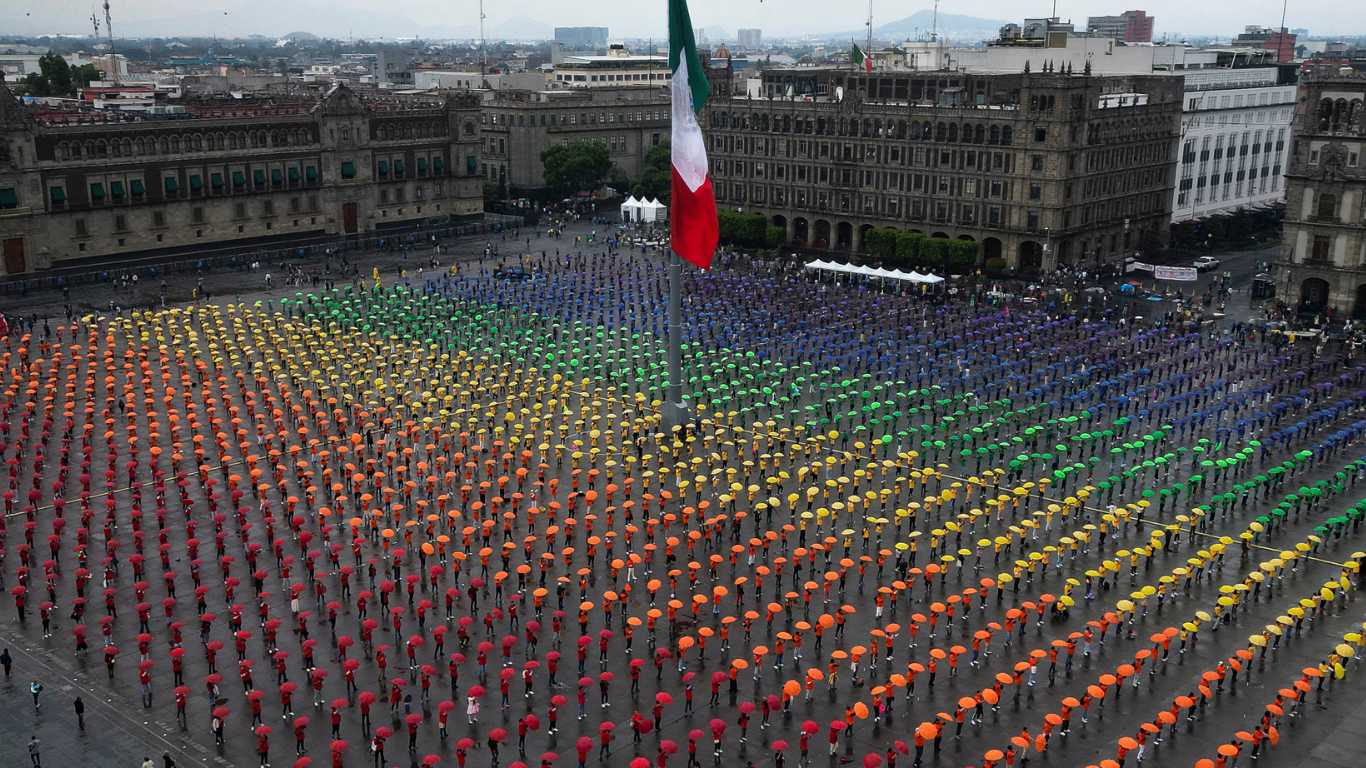 'Largest ever human Pride flag' created by thousands of LGBTQ+ activists in Mexico
