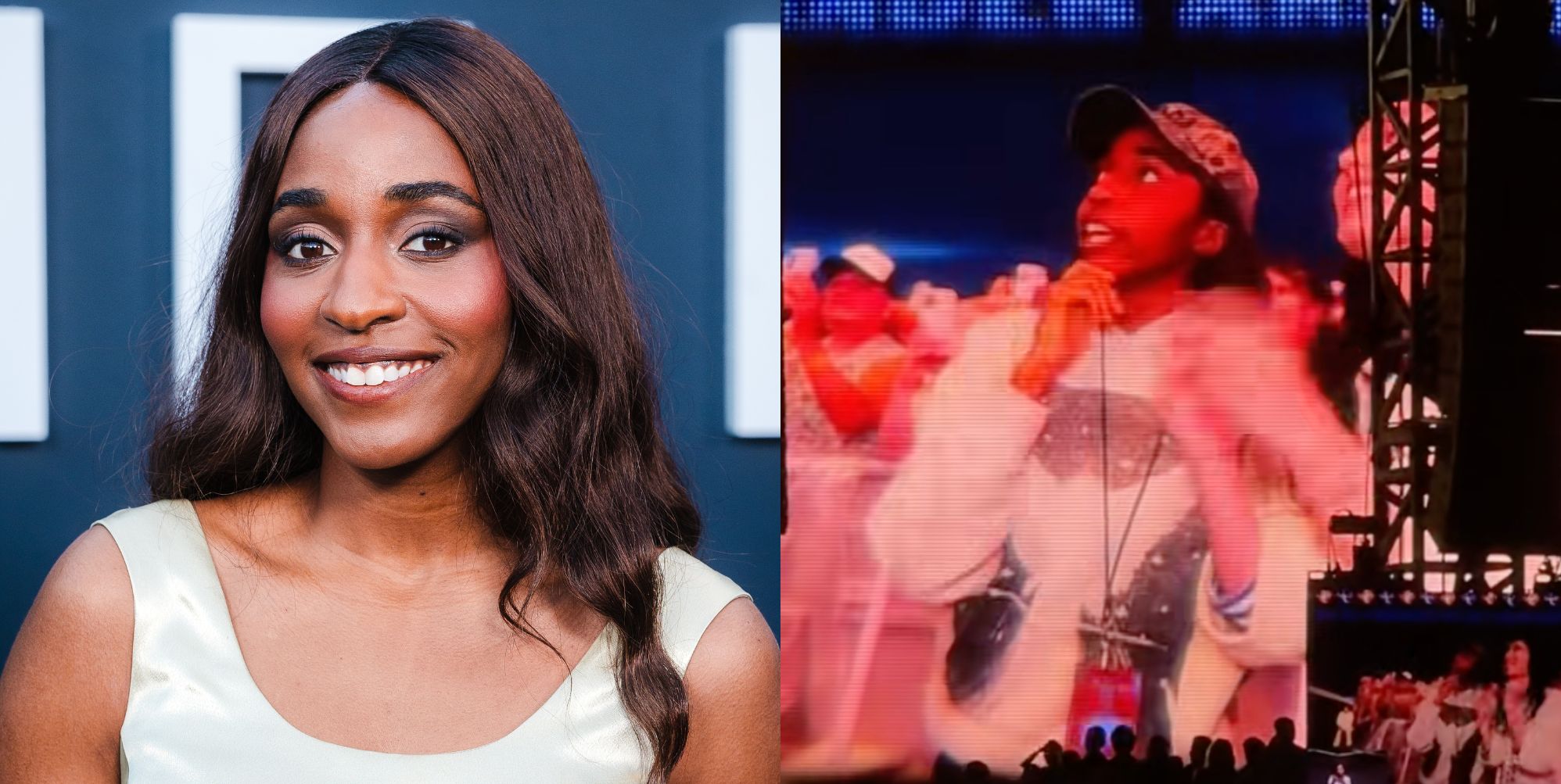 Ayo Edebiri and Clairo perform Charli XCX 'Apple' dance at Sabrina Carpenter show