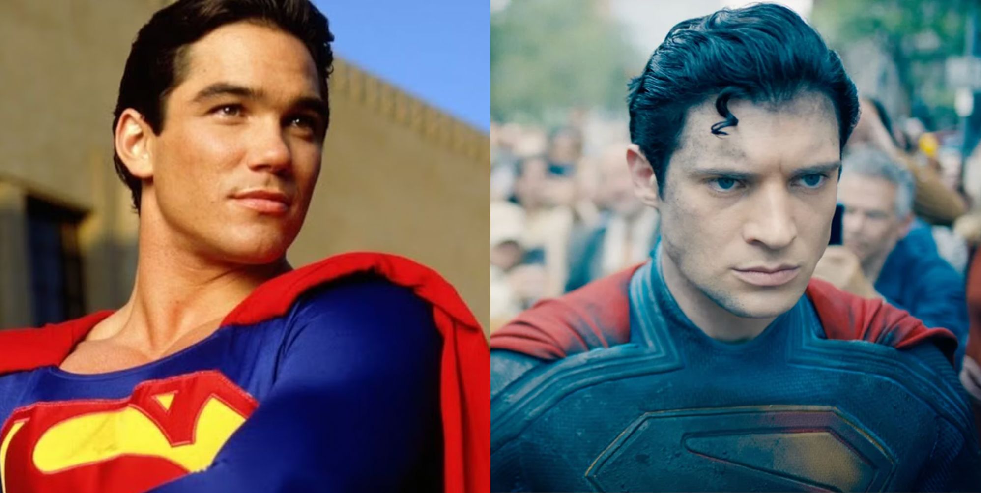 Dean Cain as Superman in Lois &amp; Clark: The New Adventures of Superman and David Corenswet in the 2025 Superman film.
