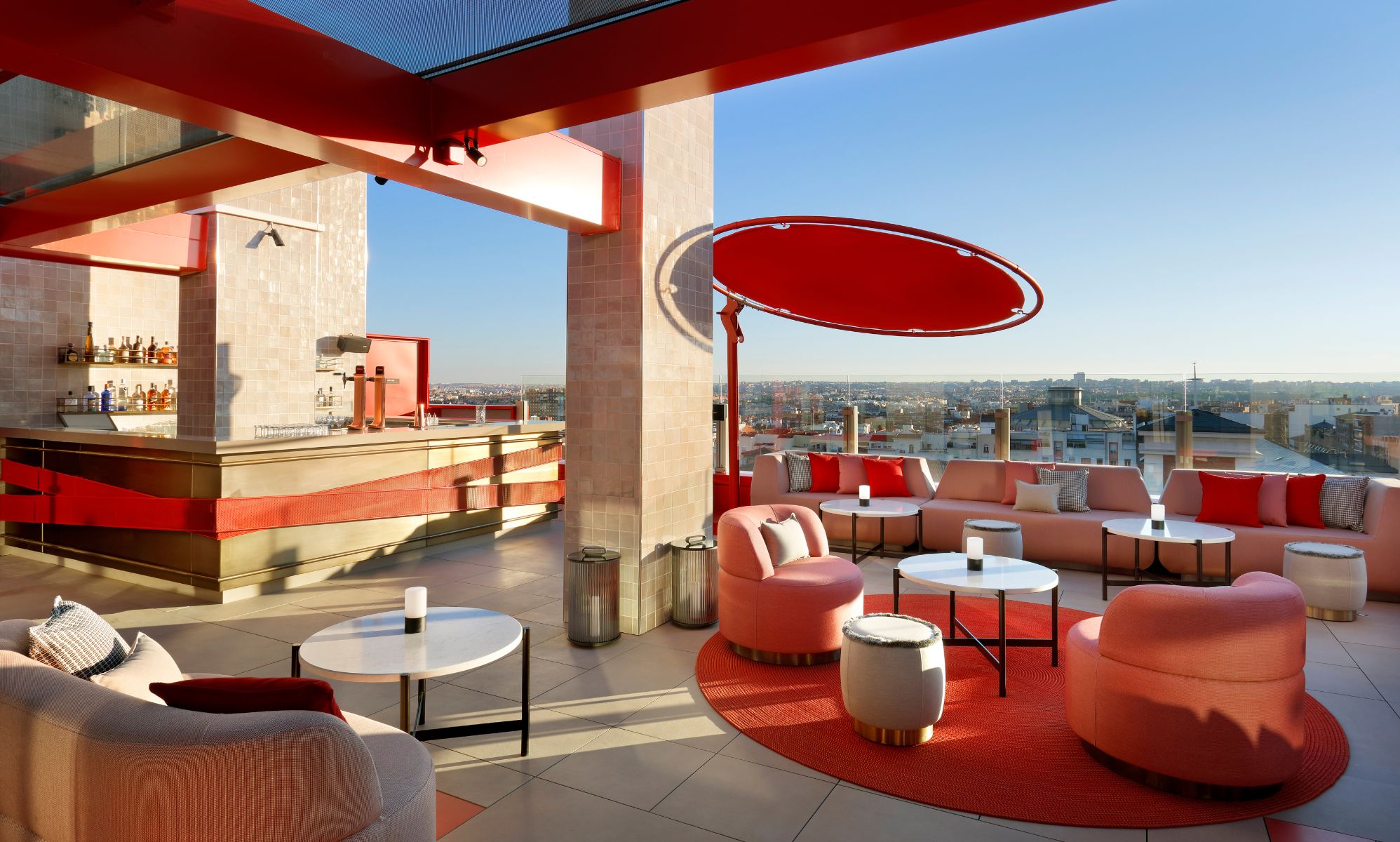 The rooftop bar in the Hard Rock Hotel in Madrid.