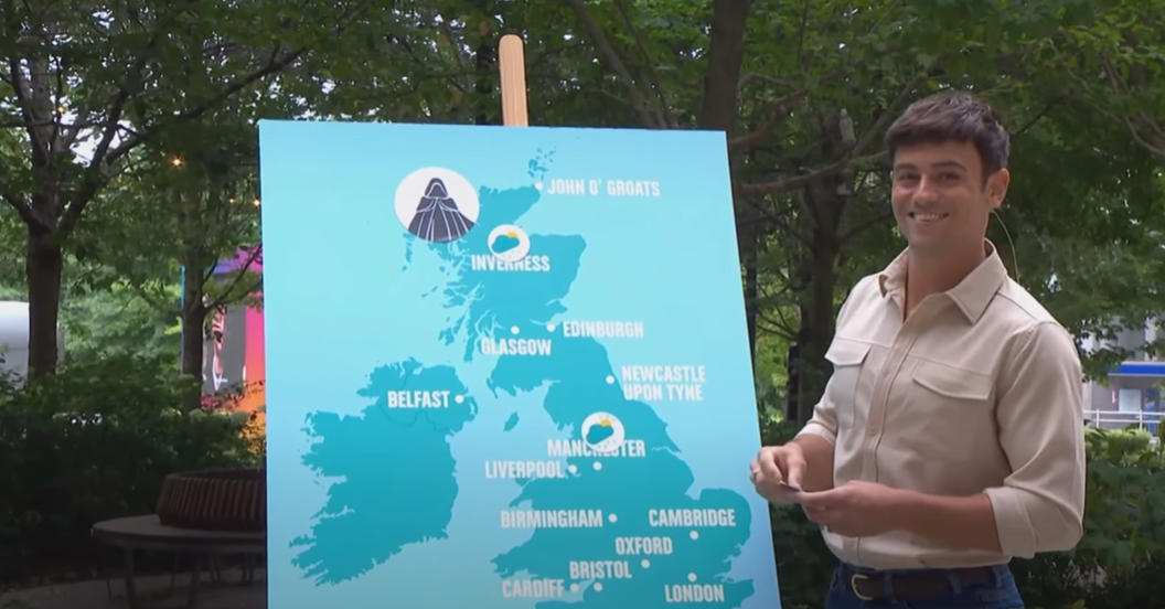 Tom Daley presents weather forecast in tiny knitted swimwear for important reason