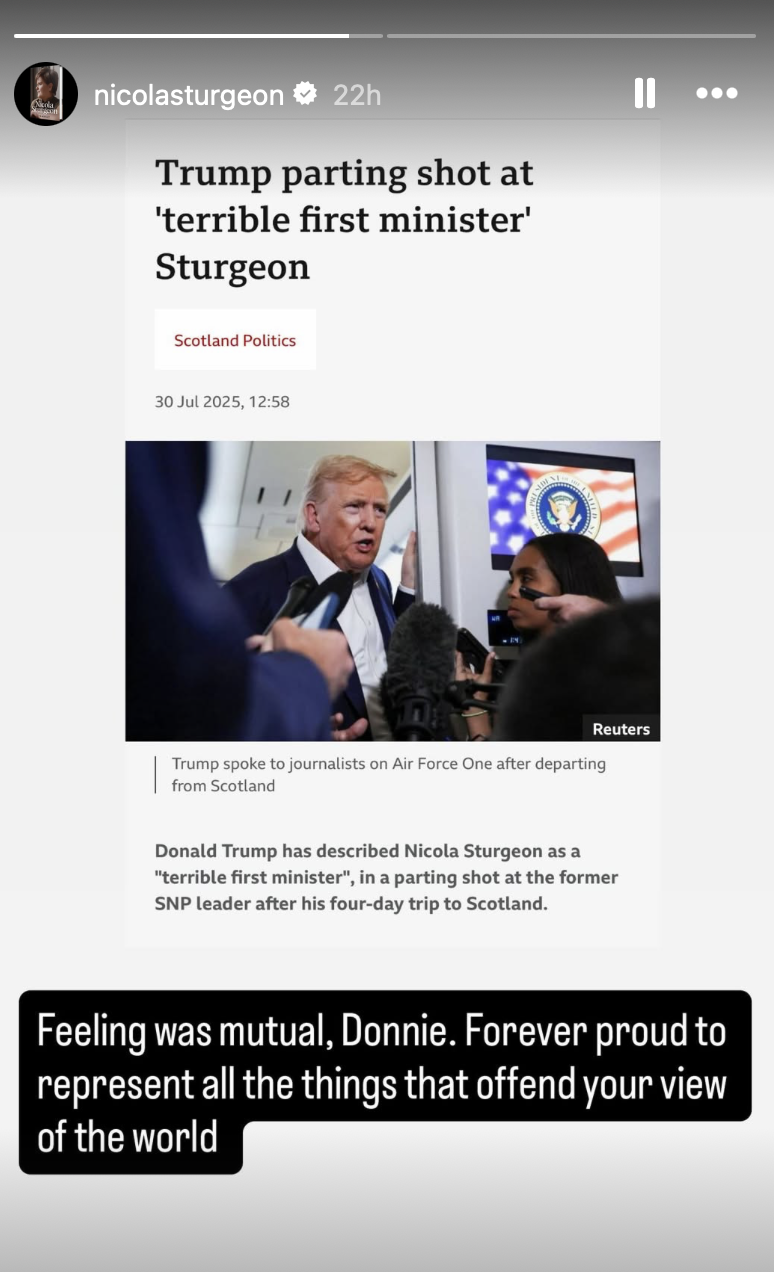 Nicola Sturgeon responded perfectly to Trump. 