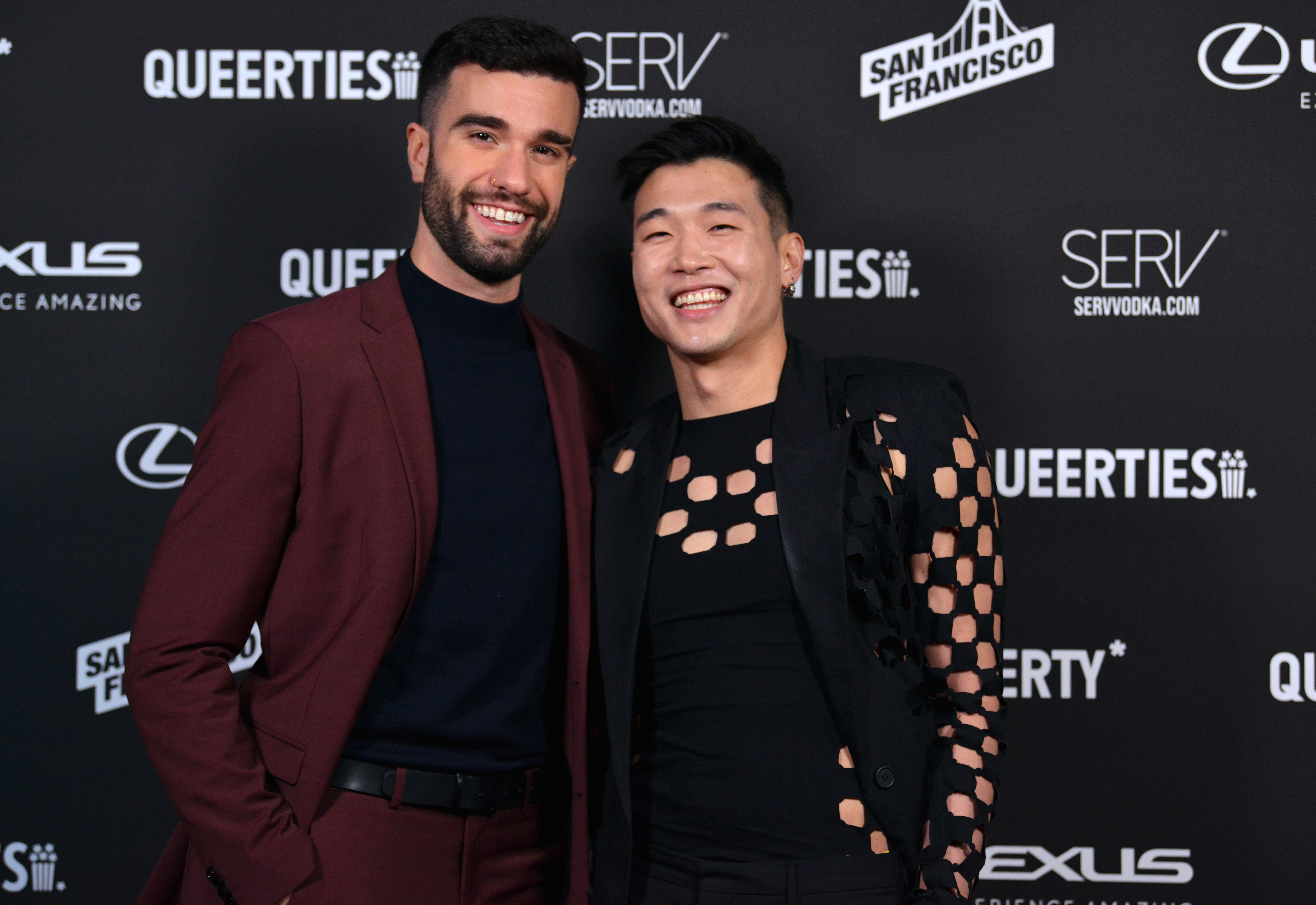 John-Michael Kelly and Joel Kim Booster attend The Queerties 2023 Awards celebration at EDEN Sunset