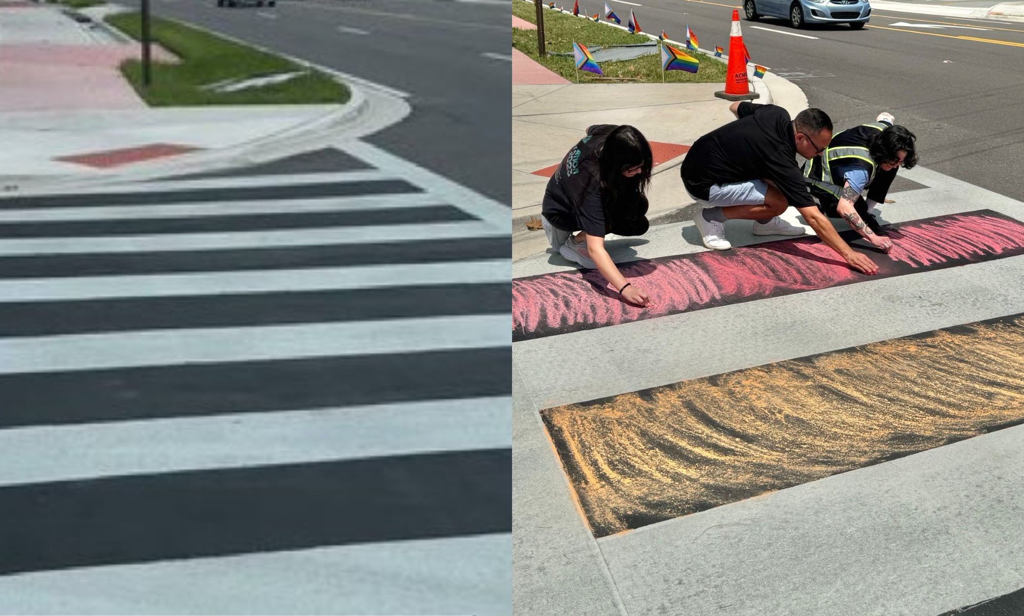 Protestors including senator re-colour Pulse nightclub memorial crosswalk: 'We will NOT be erased'