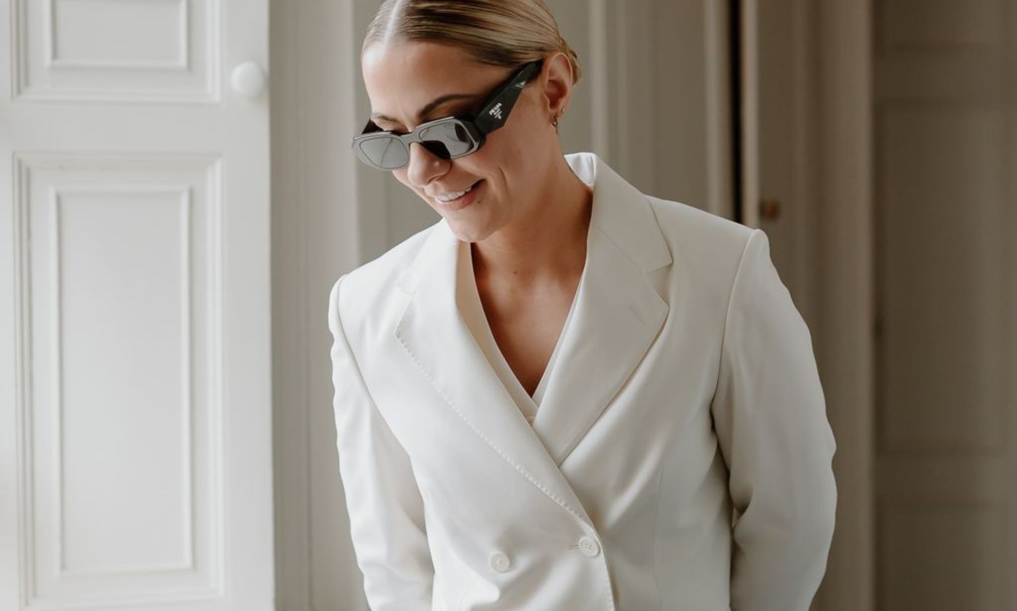 Lucy Spraggan Smith in her wedding suit.