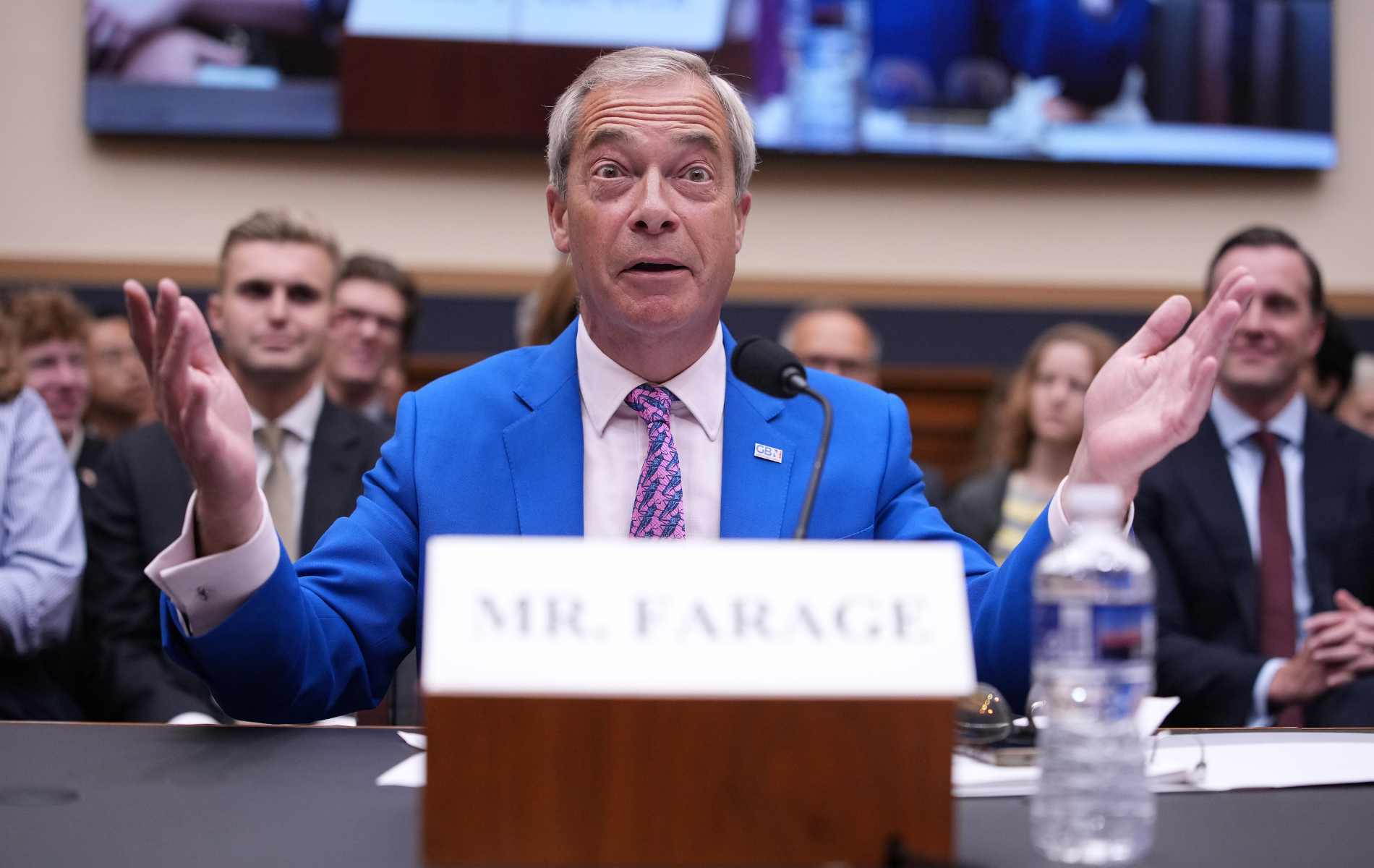 US congressman calls Nigel Farage a 'Putin-loving Trump sycophant' – to his face
