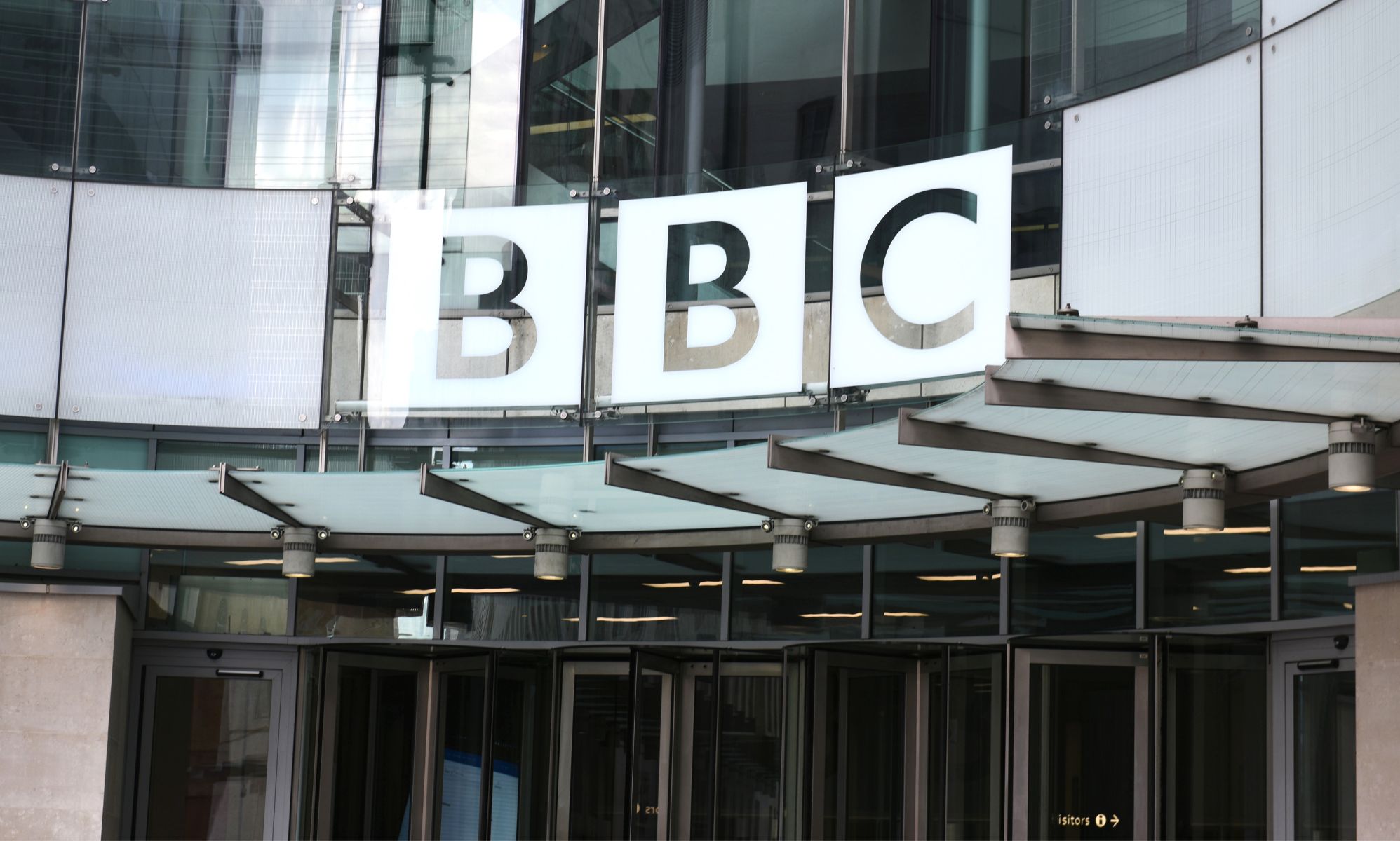 The front of the BBC building in London.