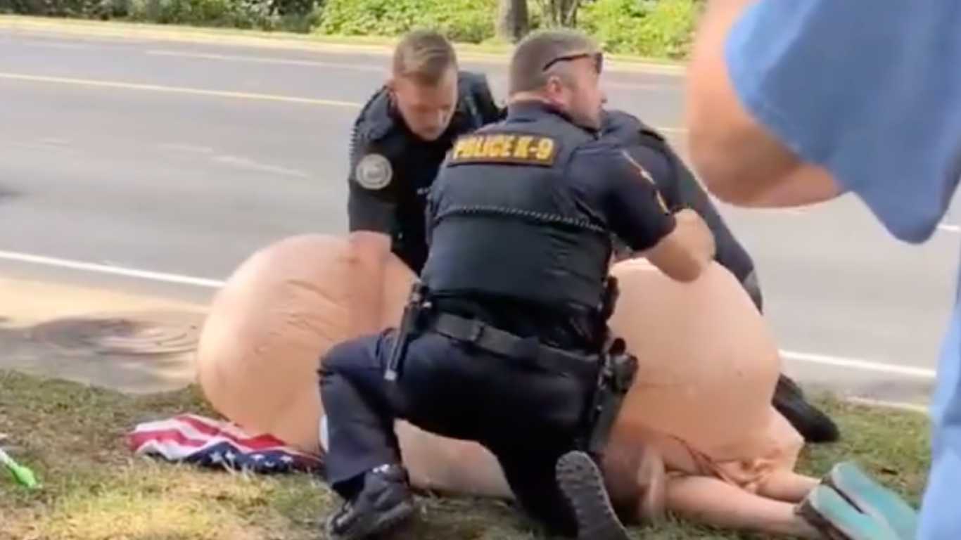 61-year-old woman arrested for wearing inflatable penis costume at anti-Trump protest