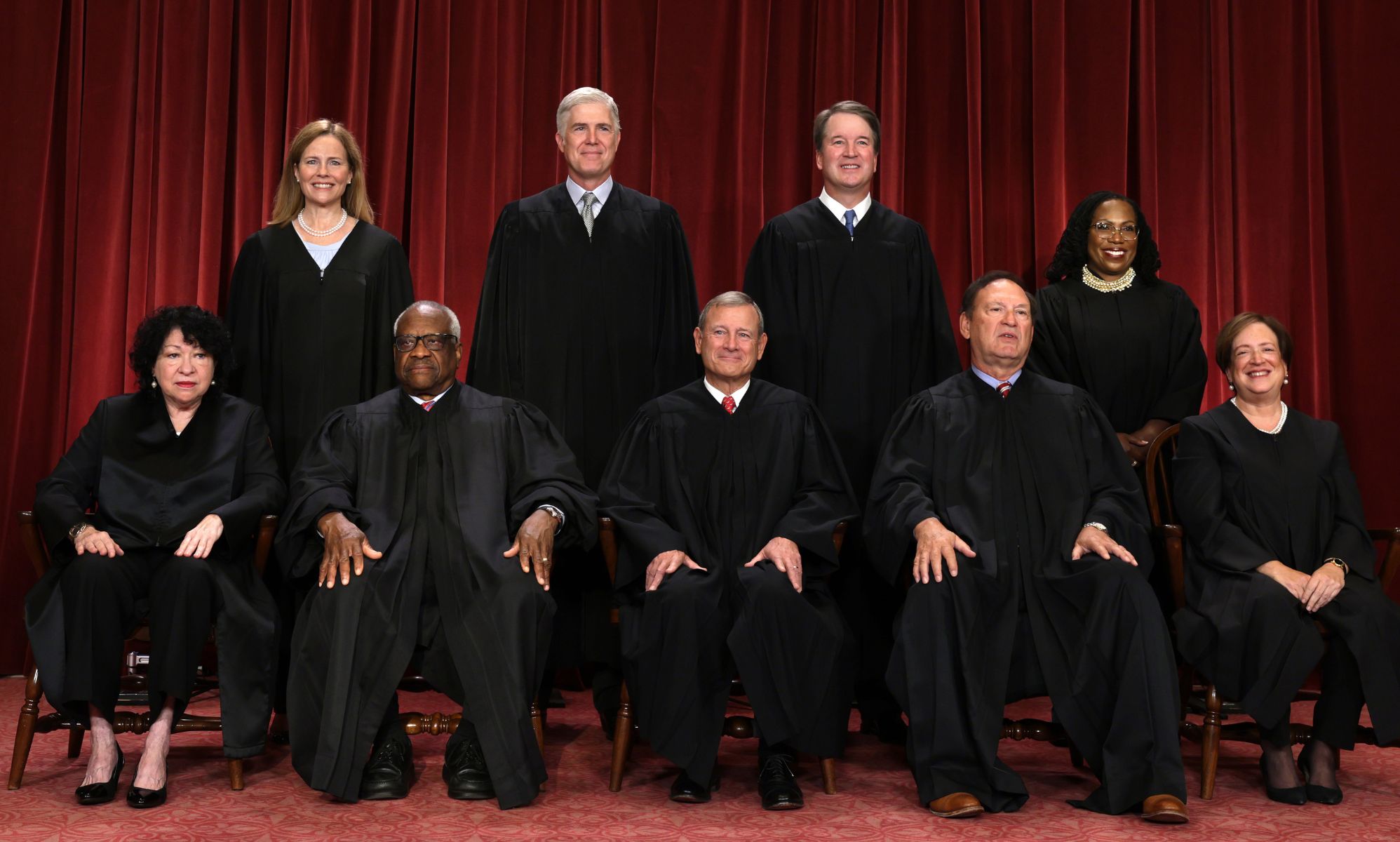 Supreme Court justices together for a photo.