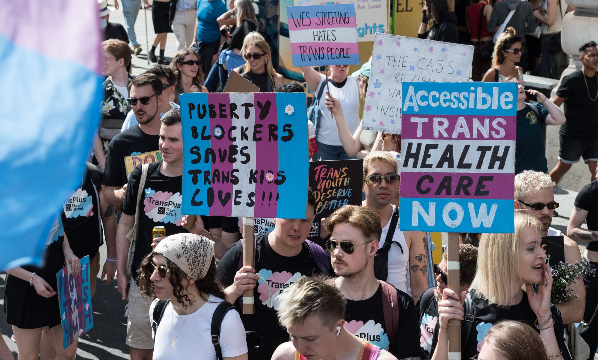 A crowd of trans rights activists.