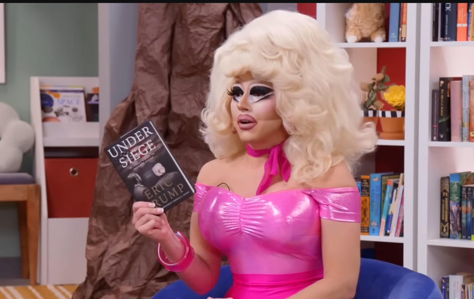 Trixie Mattel returns to Jimmy Kimmel’s Drag Queen Storytime to read Eric Trump’s memoir to kids