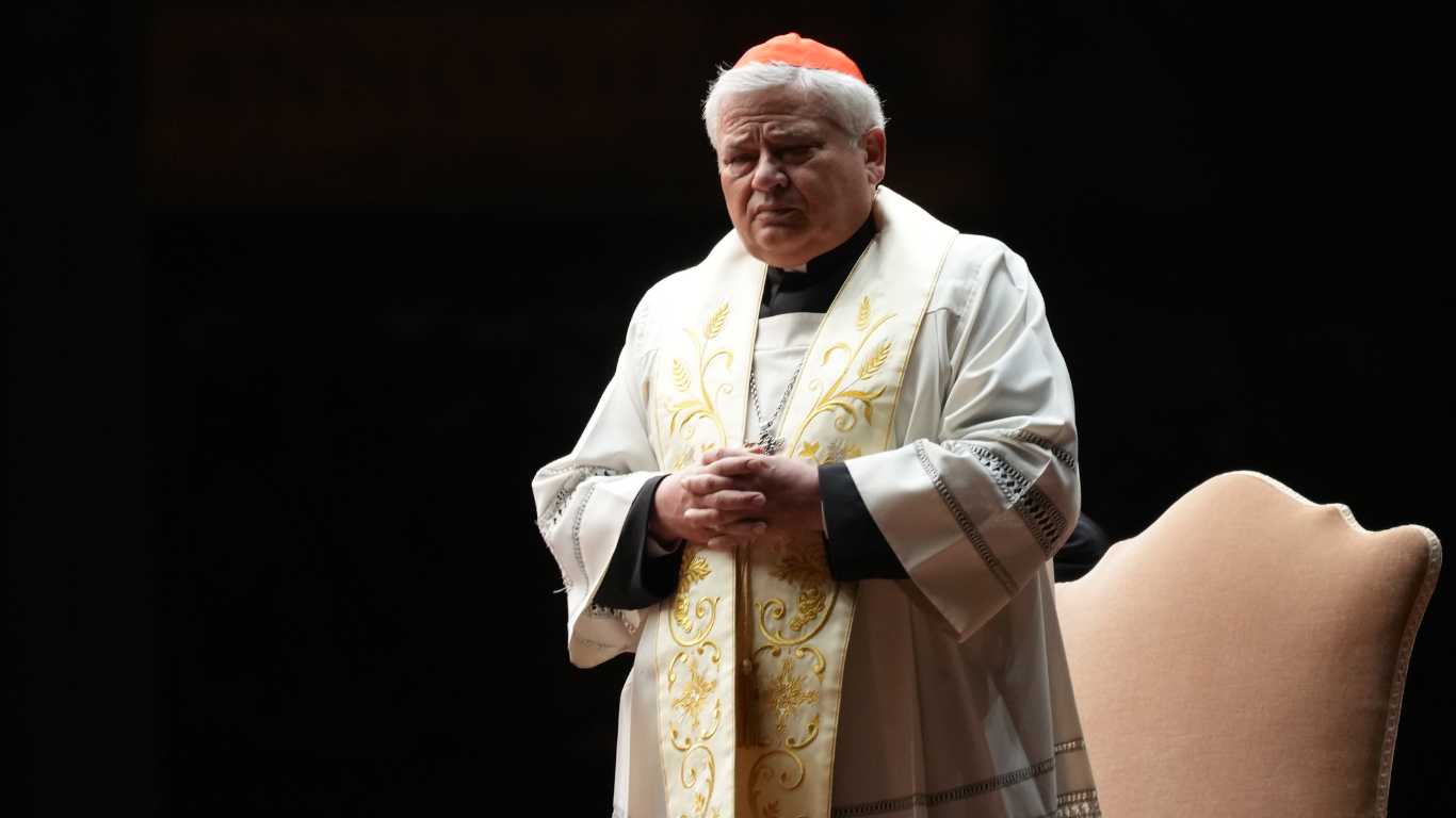 Cardinal Konrad Krajewski officiates the Rosary prayer session for Pope Francis at St Peter