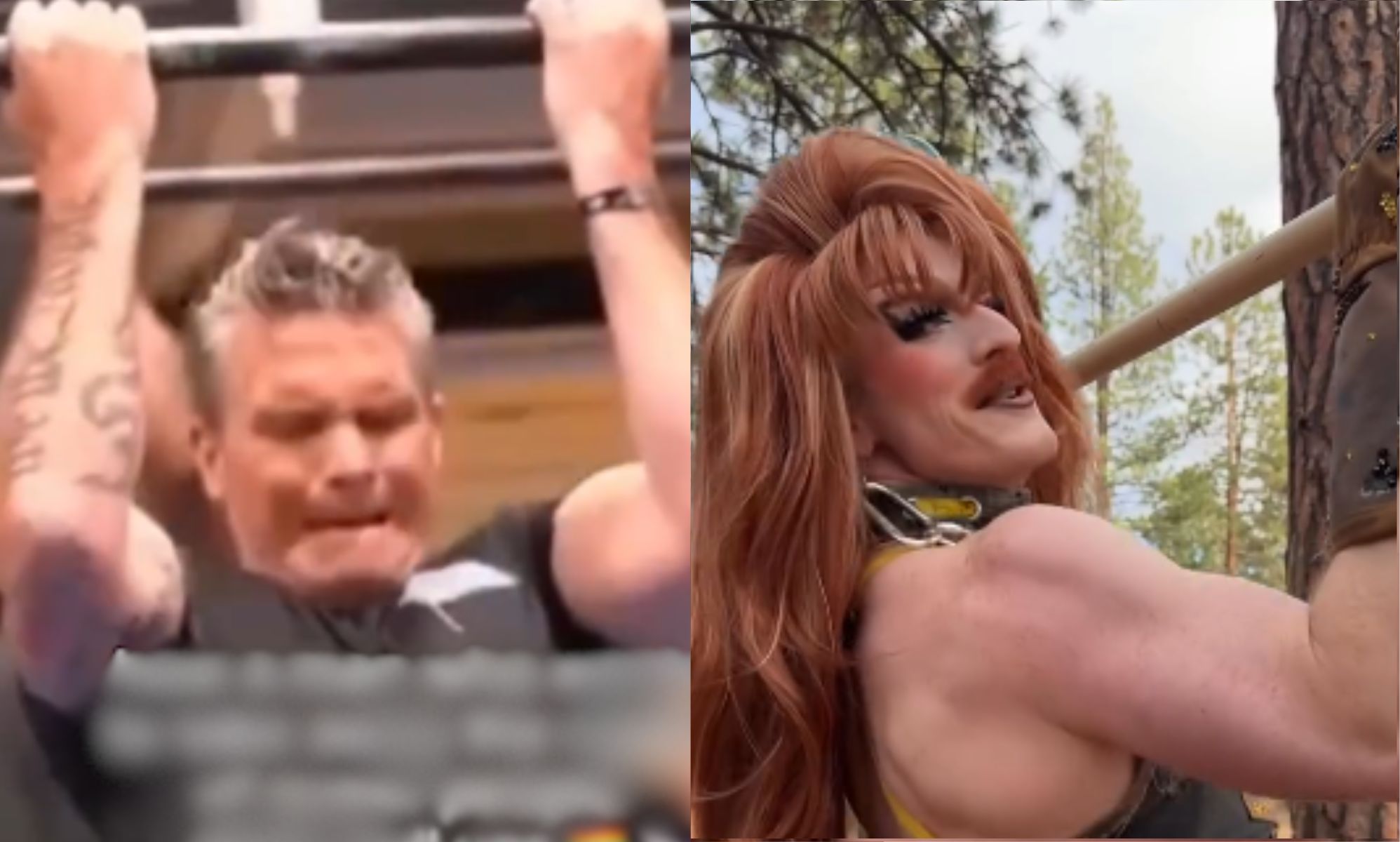 US drag queen Pattie Gonia casually beats Pete Hegseth at pull-ups, all while tucked