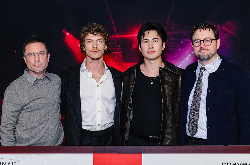 Jacob Tierney, Connor Storrie, Hudson Williams and Brendan Brady attend the premiere of Heated Rivalry