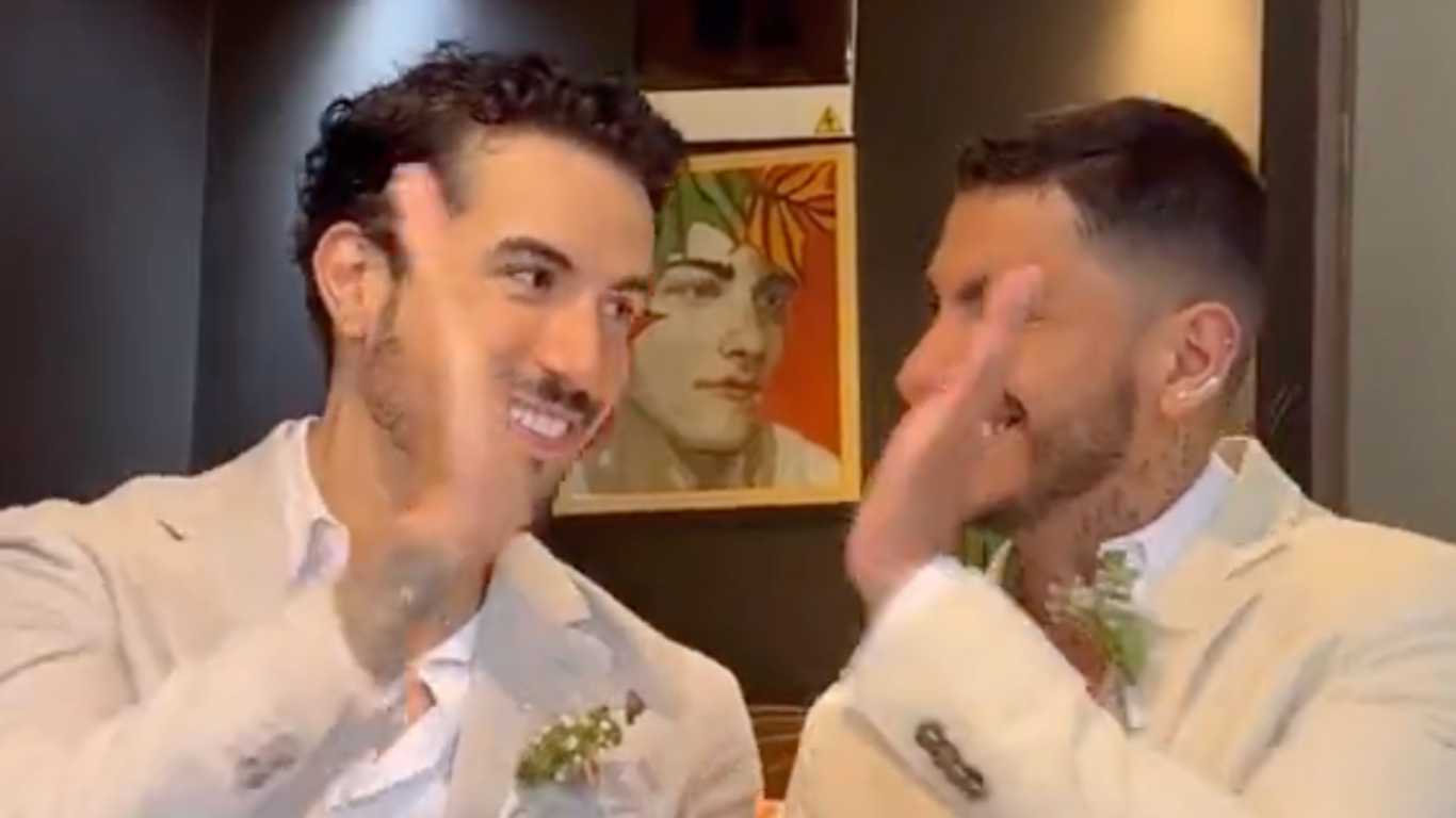 This couple made an adorable tribute to each other on their wedding day