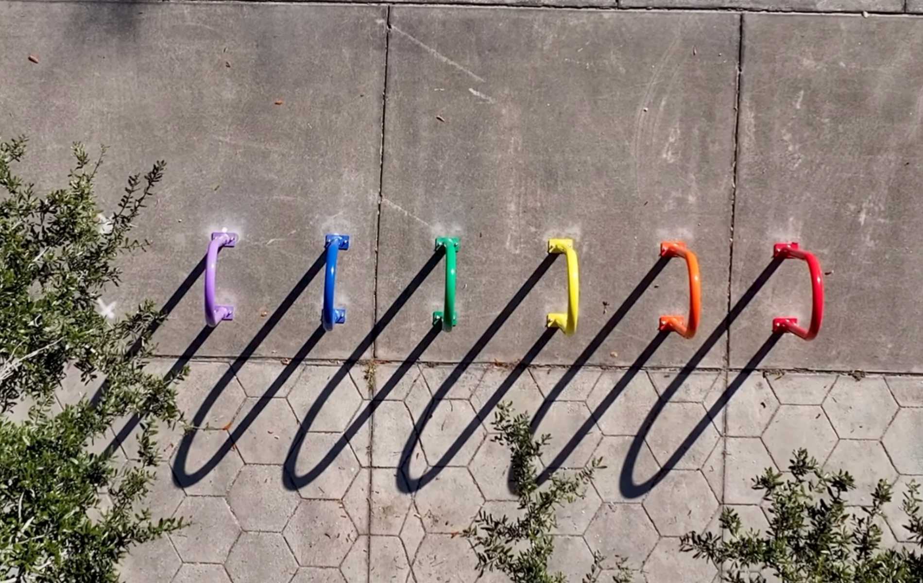 Florida city sets up rainbow bike racks after being forced to remove Pride crossings