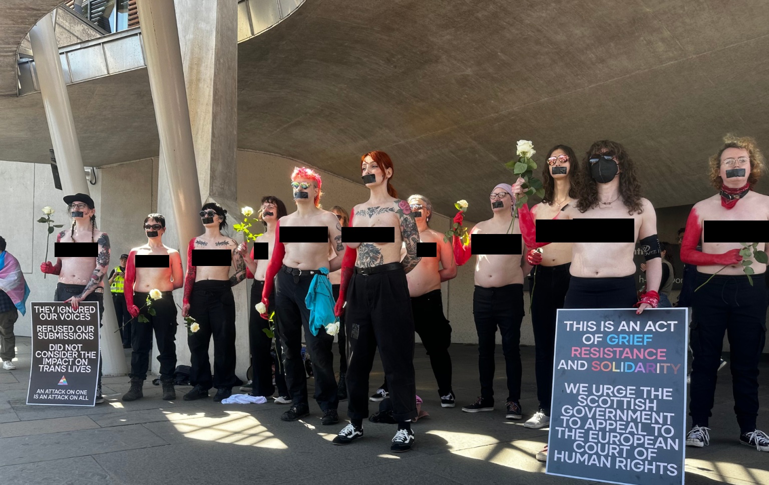 Trans women staged a topless protest 