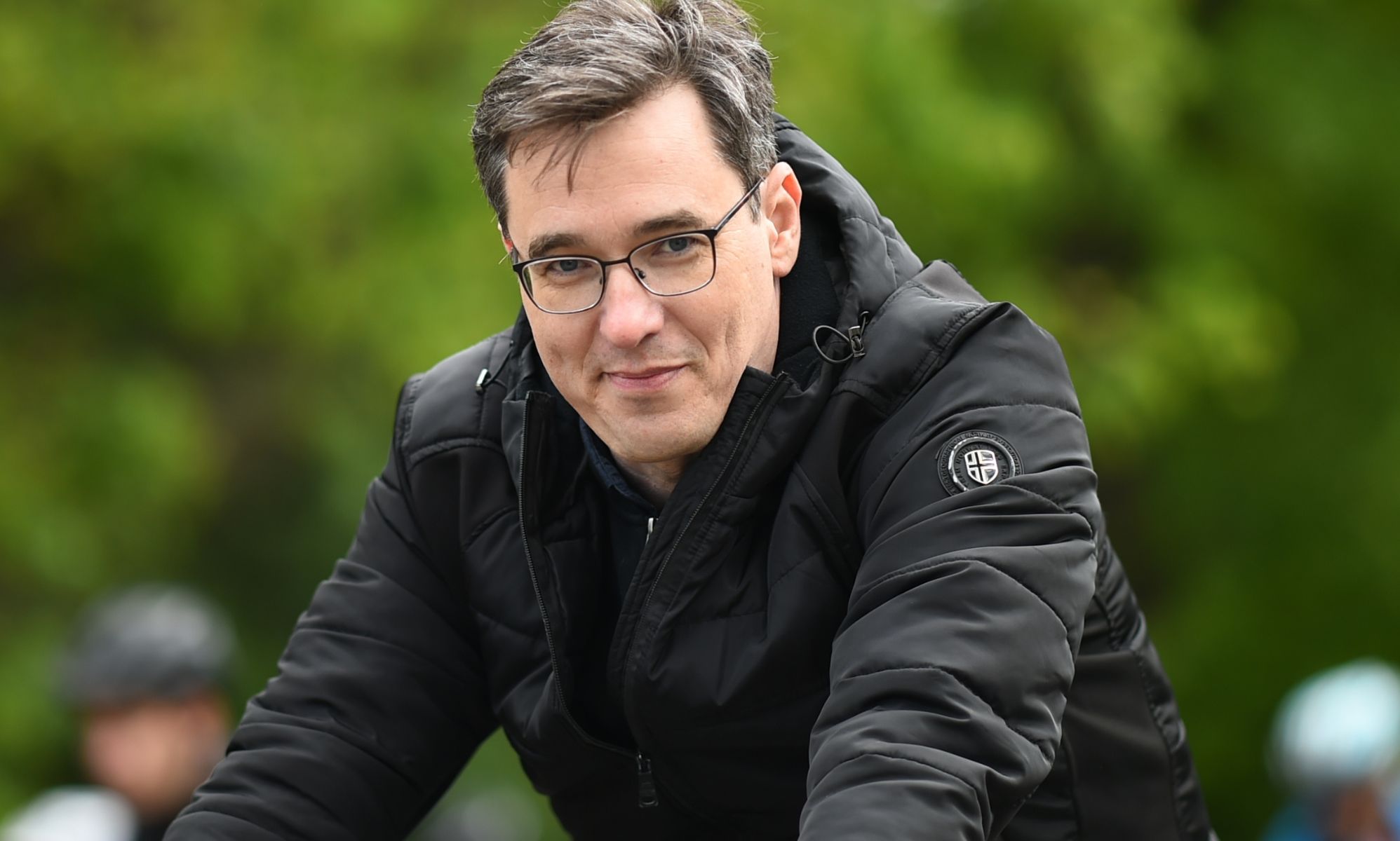 Gergely Karácsony on a bike.