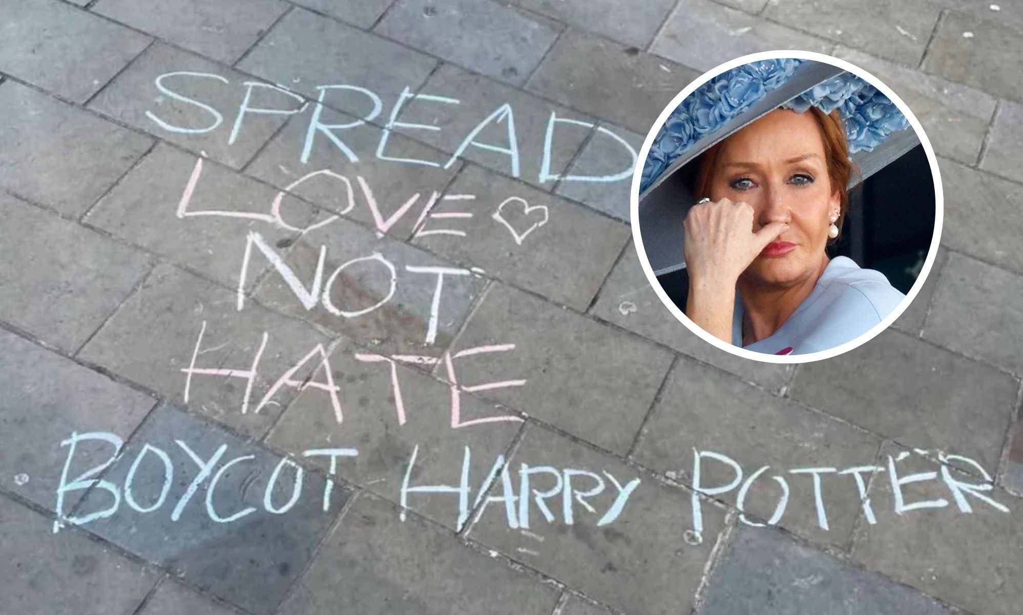 Activists call out JK Rowling with chalk messages outside Harry Potter and the Cursed Child