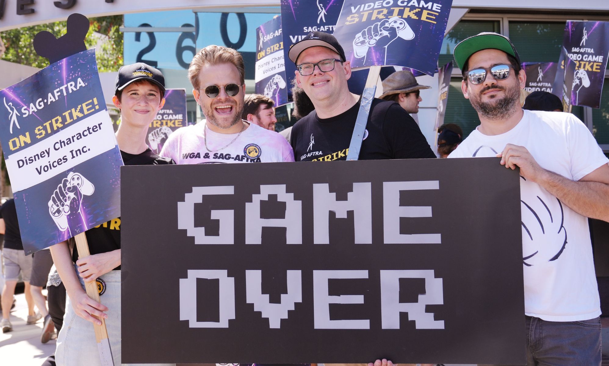 Protestors during the SAG-AFTRA strike in 2024.